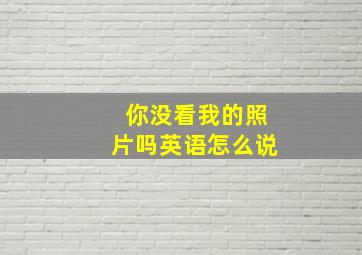 你没看我的照片吗英语怎么说