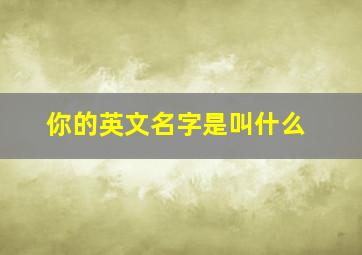 你的英文名字是叫什么