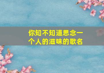 你知不知道思念一个人的滋味的歌名