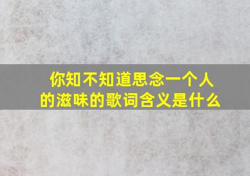 你知不知道思念一个人的滋味的歌词含义是什么