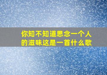 你知不知道思念一个人的滋味这是一首什么歌