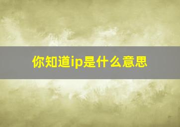 你知道ip是什么意思