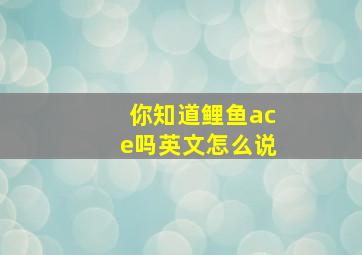 你知道鲤鱼ace吗英文怎么说