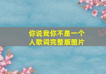 你说我你不是一个人歌词完整版图片