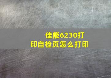 佳能6230打印自检页怎么打印