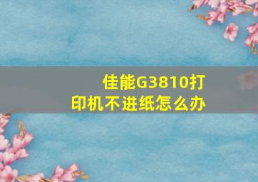 佳能G3810打印机不进纸怎么办