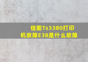 佳能Ts3380打印机故障E38是什么故障