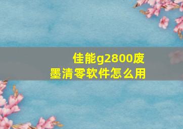 佳能g2800废墨清零软件怎么用