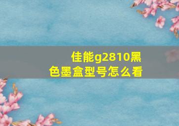 佳能g2810黑色墨盒型号怎么看