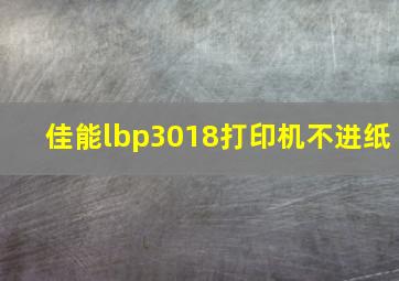 佳能lbp3018打印机不进纸