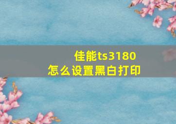 佳能ts3180怎么设置黑白打印