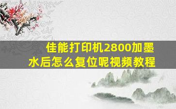 佳能打印机2800加墨水后怎么复位呢视频教程