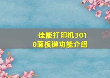 佳能打印机3010面板键功能介绍