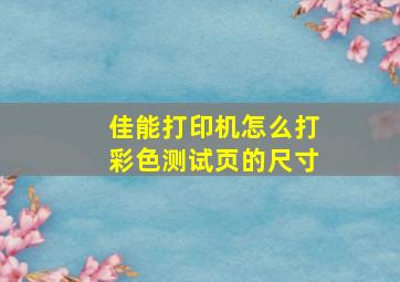 佳能打印机怎么打彩色测试页的尺寸