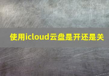 使用icloud云盘是开还是关