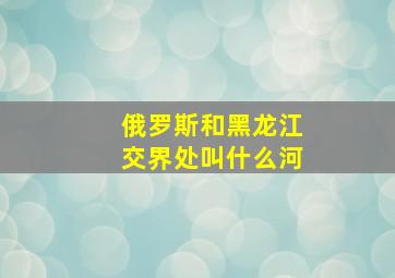 俄罗斯和黑龙江交界处叫什么河