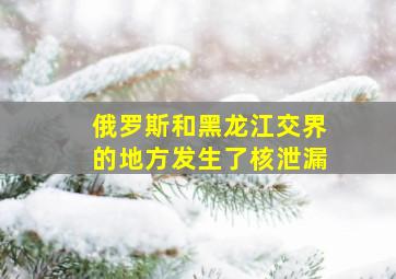 俄罗斯和黑龙江交界的地方发生了核泄漏