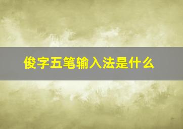 俊字五笔输入法是什么