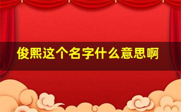 俊熙这个名字什么意思啊