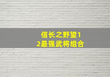 信长之野望12最强武将组合