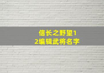 信长之野望12编辑武将名字