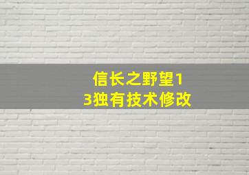 信长之野望13独有技术修改