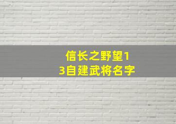 信长之野望13自建武将名字