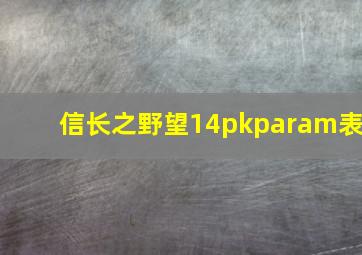 信长之野望14pkparam表