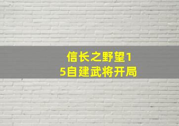 信长之野望15自建武将开局