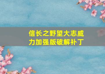 信长之野望大志威力加强版破解补丁