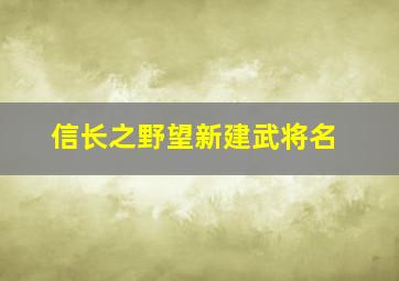 信长之野望新建武将名