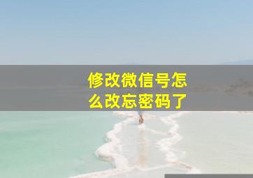 修改微信号怎么改忘密码了