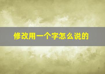 修改用一个字怎么说的