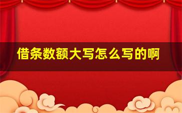 借条数额大写怎么写的啊