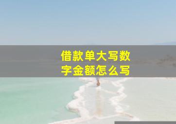 借款单大写数字金额怎么写