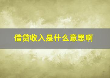 借贷收入是什么意思啊