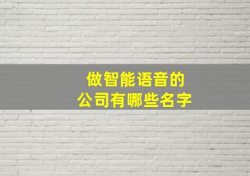 做智能语音的公司有哪些名字