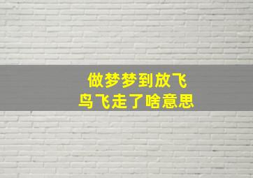 做梦梦到放飞鸟飞走了啥意思