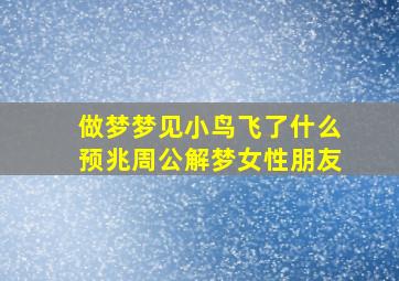 做梦梦见小鸟飞了什么预兆周公解梦女性朋友