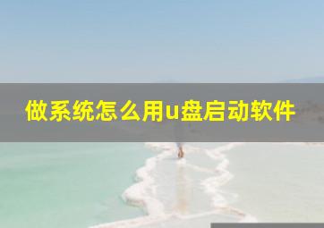 做系统怎么用u盘启动软件