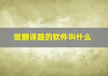 做翻译题的软件叫什么