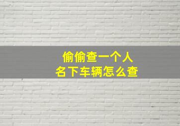 偷偷查一个人名下车辆怎么查