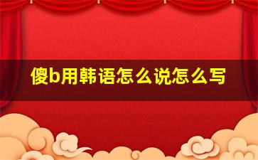 傻b用韩语怎么说怎么写