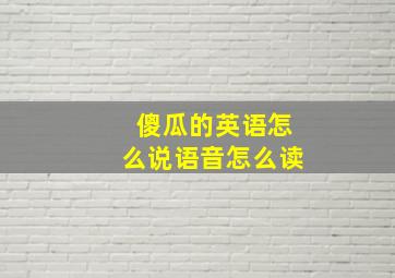 傻瓜的英语怎么说语音怎么读