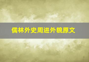 儒林外史周进外貌原文