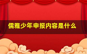 儒雅少年申报内容是什么