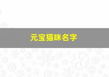 元宝猫咪名字