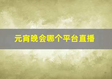 元宵晚会哪个平台直播