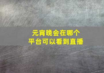 元宵晚会在哪个平台可以看到直播