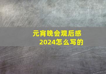 元宵晚会观后感2024怎么写的